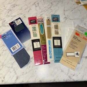 Vintage Sewing Notions Lot Talon Zippers Bondex Patches Dritz Waist Maker